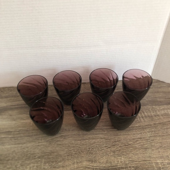 Vtg Hazel Atlas Moroccan Amethyst Swirl Juice Glasses - Picture 2 of 13